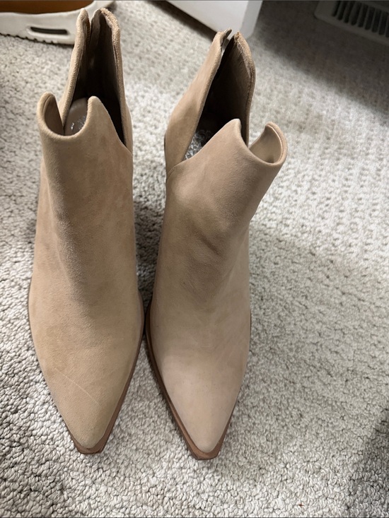 Vince Camuto Shoes - Vince Camuto Taupe Pointed Toe Suede Ankle Booties